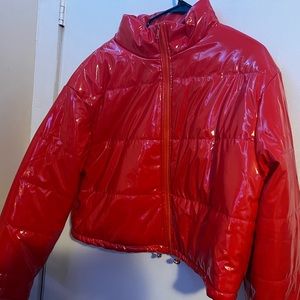 Red bubble cropped Coat “Puffer”